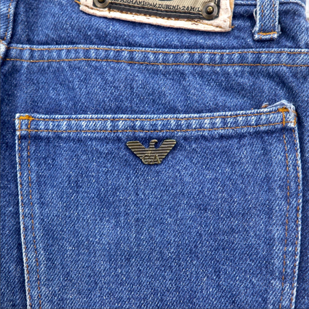 ARMANI JEANS Made in Italy 90s Tapered Denim Pants S Indigo Blue