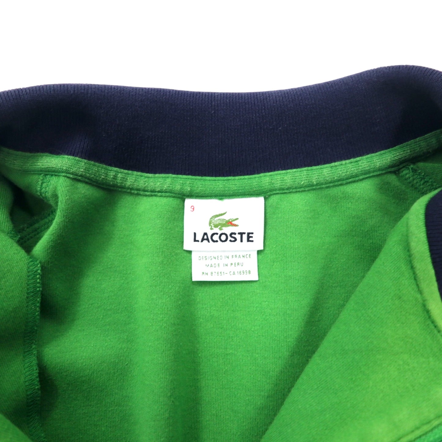 LACOSTE ハーフジップ スウェット 9 グリーン コットン ワンポイントロゴ 5191L ビッグサイズ ペルー製