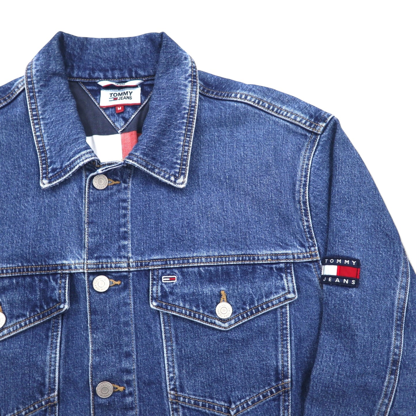 TOMMY JEANS オーバーサイズ デニム トラッカージャケット デニムジャケット M ブルー リフレクター フラッグロゴ OVERSIZED DENIM TRUCKER JACKET DM0DM07596-1A5