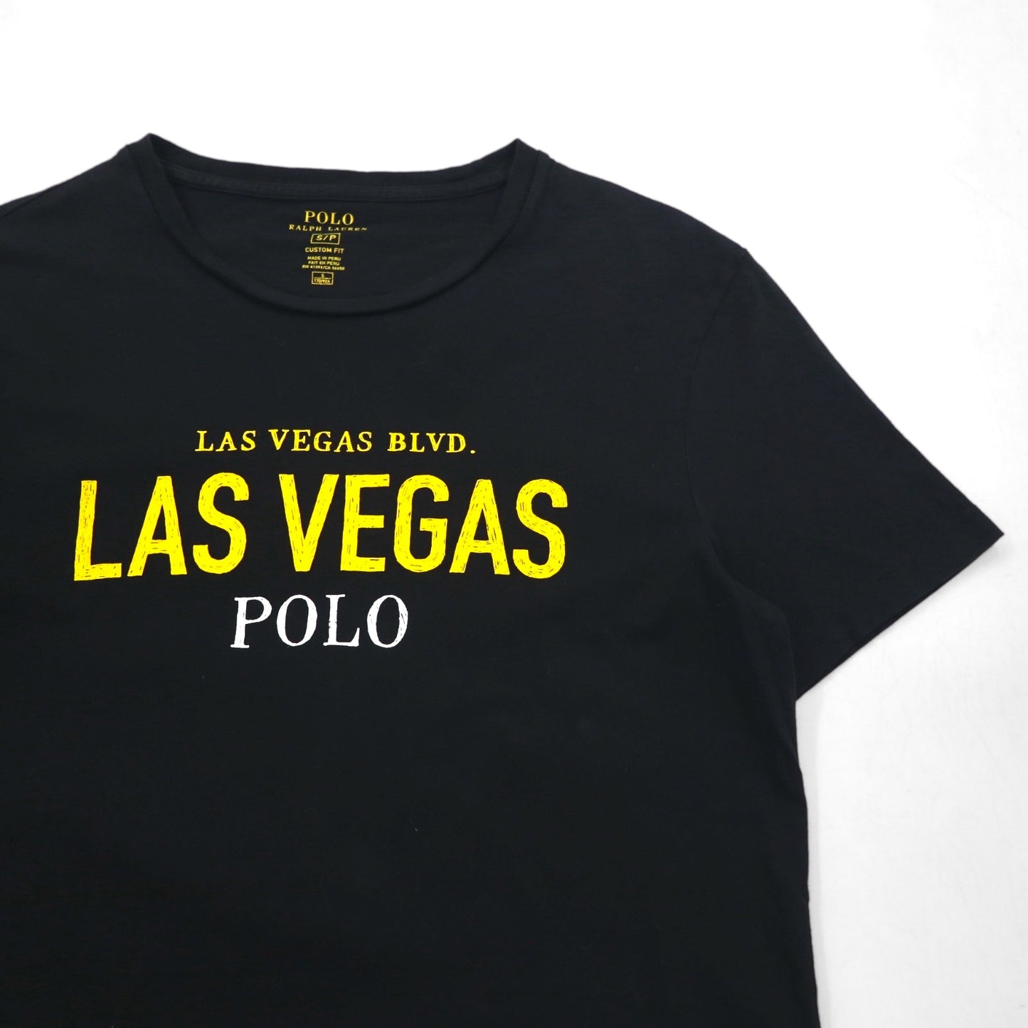 POLO RALPH LAUREN T-shirt, S, black, cotton, LAS VEGAS print, made in Peru