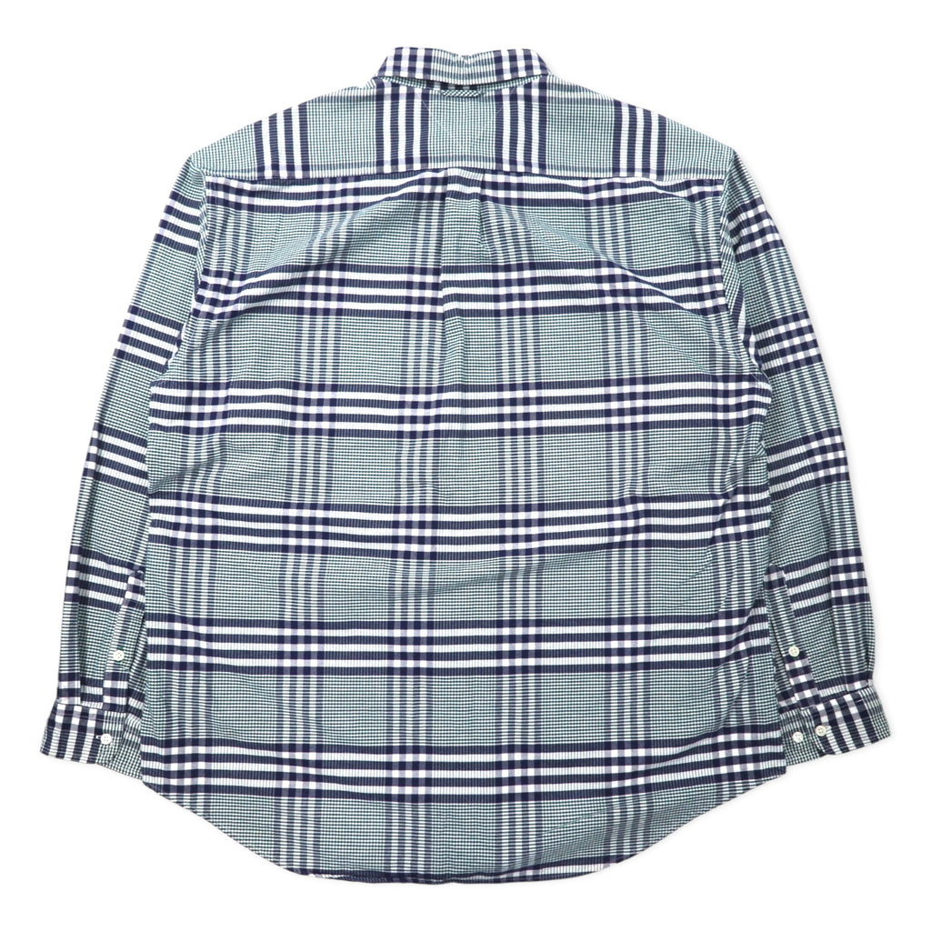 TOMMY HILFIGER 90s Button-down Shirt, XL, Navy, Check, Cotton, One-Point Logo Embroidery, Big Size