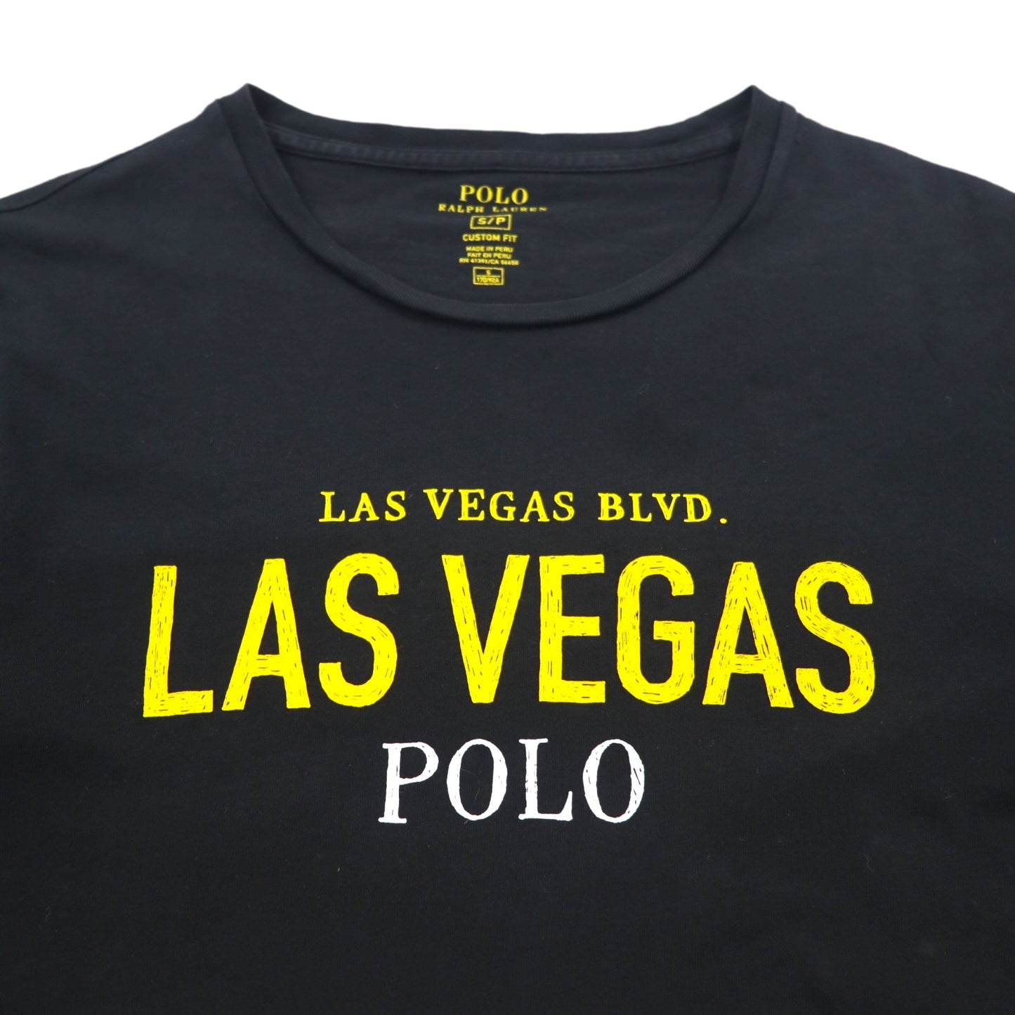 POLO RALPH LAUREN T-shirt, S, black, cotton, LAS VEGAS print, made in Peru