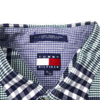 TOMMY HILFIGER 90s Button-down Shirt, XL, Navy, Check, Cotton, One-Point Logo Embroidery, Big Size
