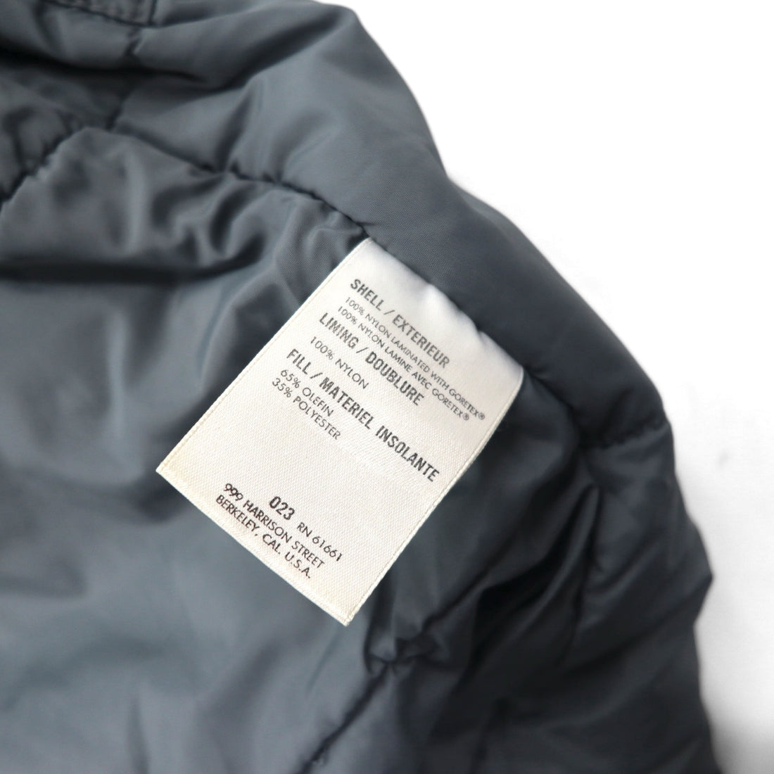 THE NORTH FACE 80s Brown Tag Made in USA GORE-TEX Padded Rain Coat Insulation Jacket, Size L, Navy Nylon Waterproof