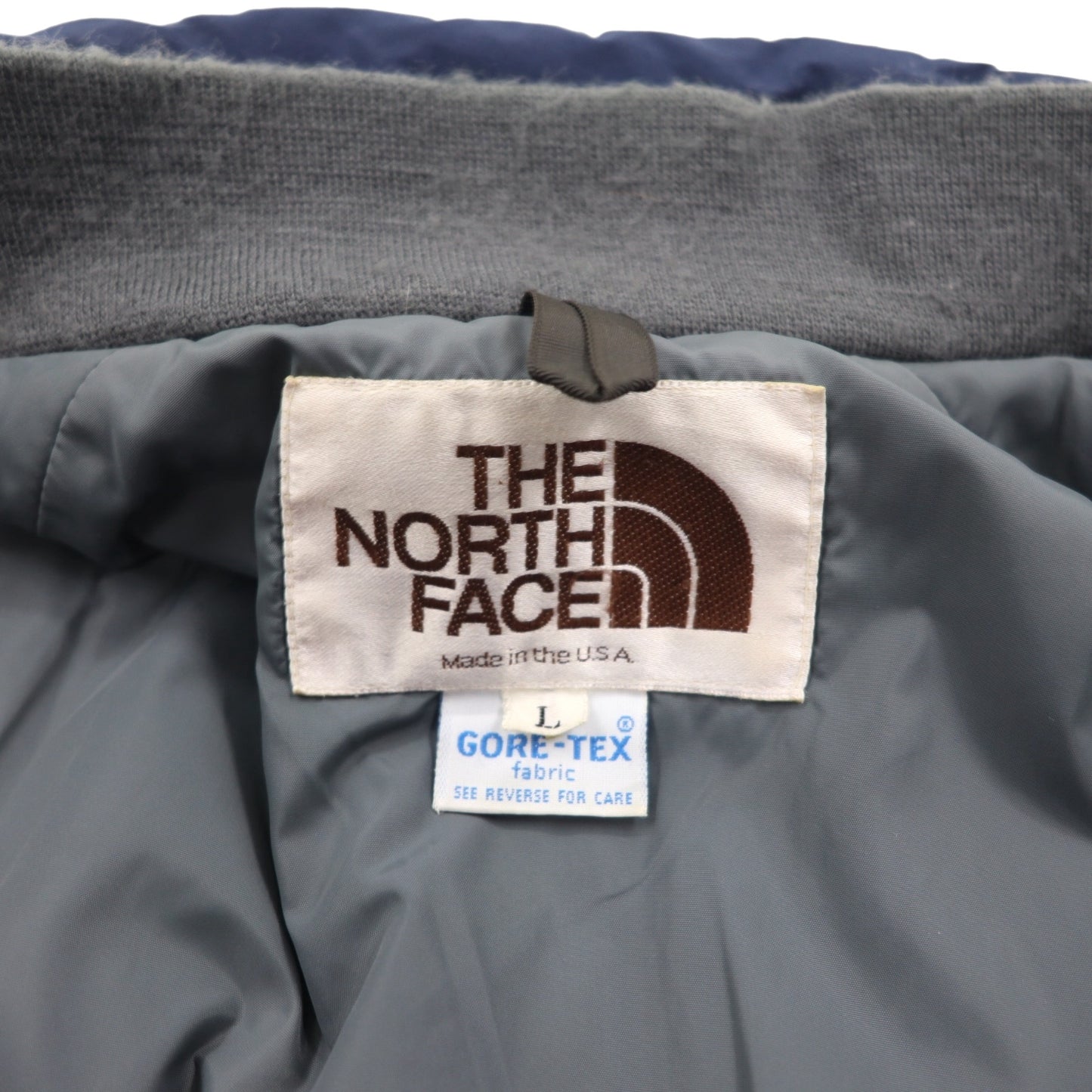 THE NORTH FACE 80年代 茶タグ USA製 ゴアテックス GORE-TEX 中綿 レインコート インサレーションジャケット L ネイビー ナイロン 防水