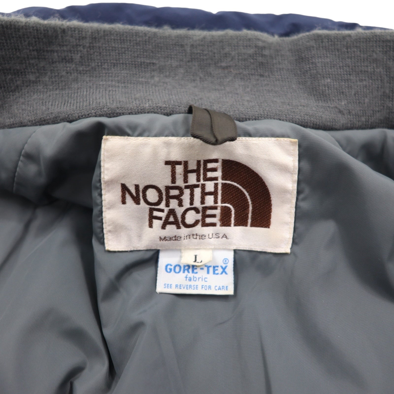 THE NORTH FACE 80年代 茶タグ USA製 ゴアテックス GORE-TEX 中綿 レインコート インサレーションジャケット L ネイビー ナイロン 防水