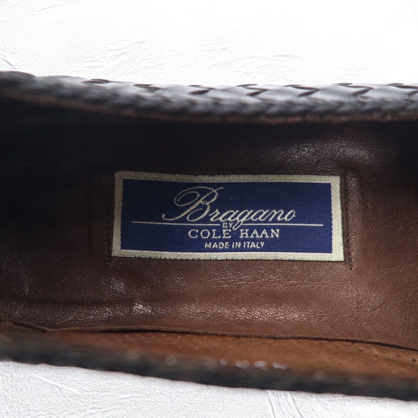 Bragano by Cole Haan イタリア製 イントレチャート タッセル ローファー 28.5cm レザー 編み込み 4337