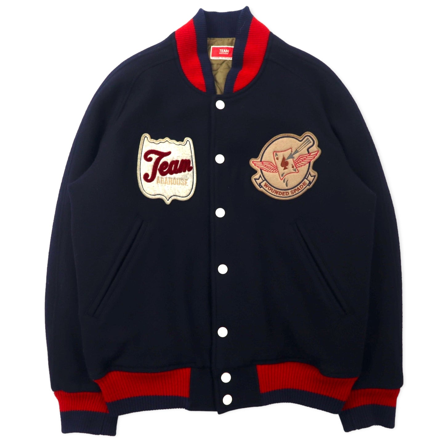 Team Abahouse 90s Varsity Jacket Free Navy Wool Quilted Liner logo Japan  Made – 日本然リトテ