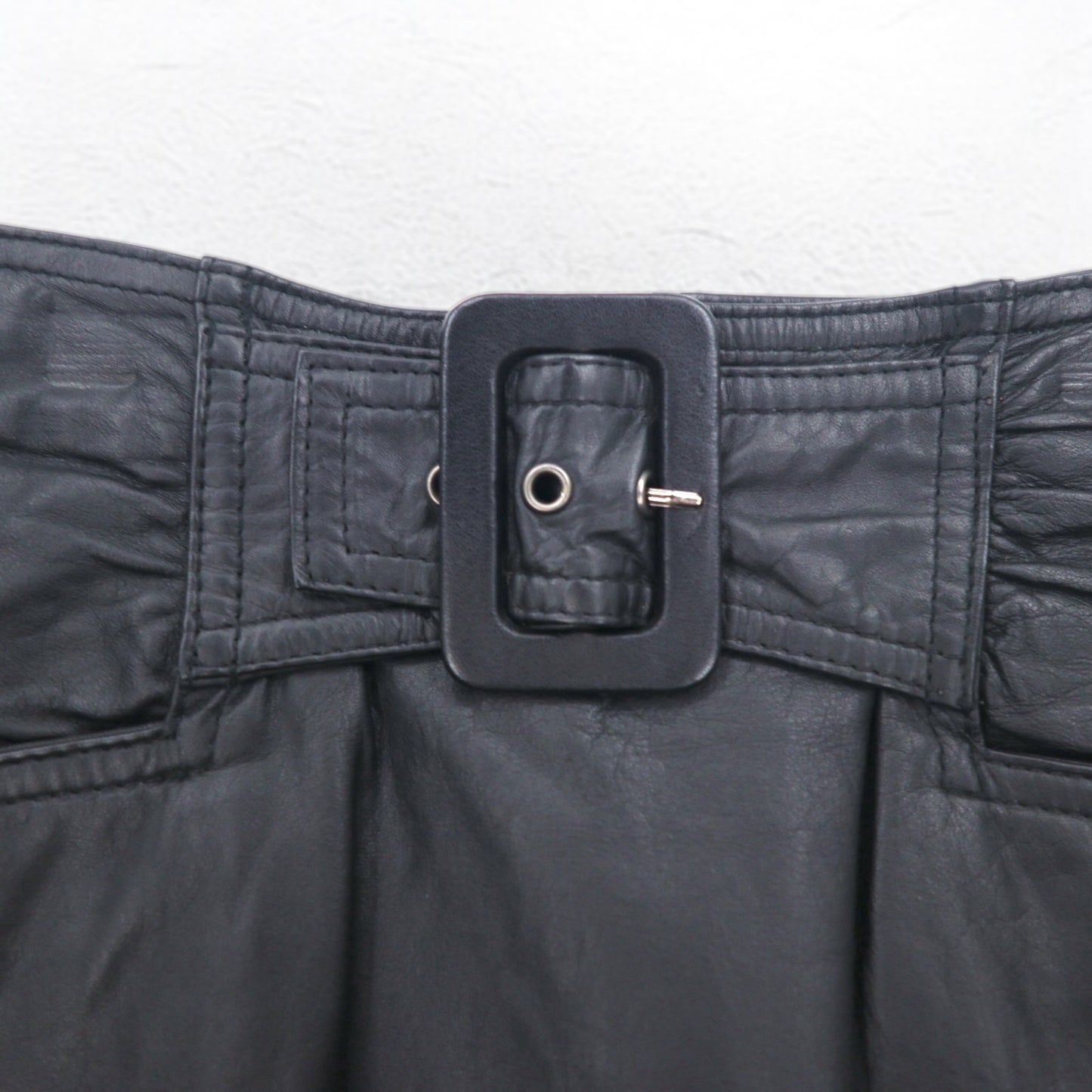 Vintage 90s Leather Skirt U・L・C 90年代 ベルテッド レザースカート S ブラック