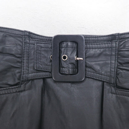 Vintage 90s Leather Skirt U・L・C 90年代 ベルテッド レザースカート S ブラック