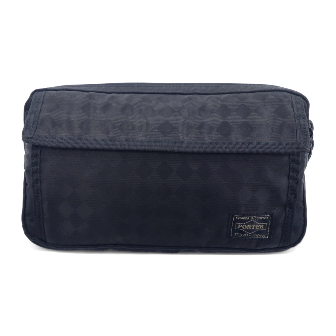 PORTER Waist Bag Body Bag Black Nylon Diamond Pattern Made in Japan