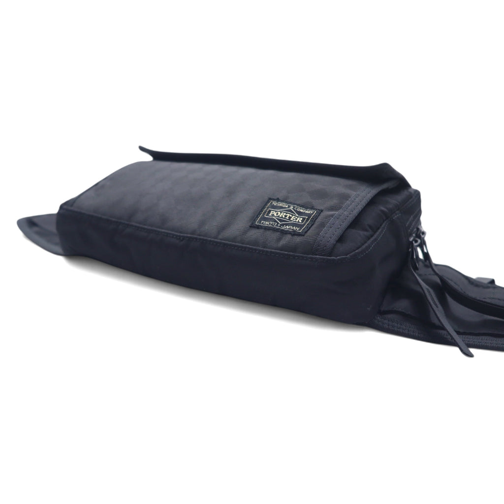 PORTER Waist Bag Body Bag Black Nylon Diamond Pattern Made in Japan