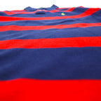 POLO RALPH LAUREN Striped Polo Shirt S Navy Red Pique CUSTOM FIT Small Pony Embroidery