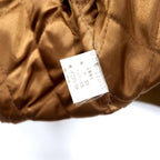 PERSON'S 90s Leather Sleeve Stadium Jacket L Brown Wool Cowhide Quilted Liner Logo Embroidery
