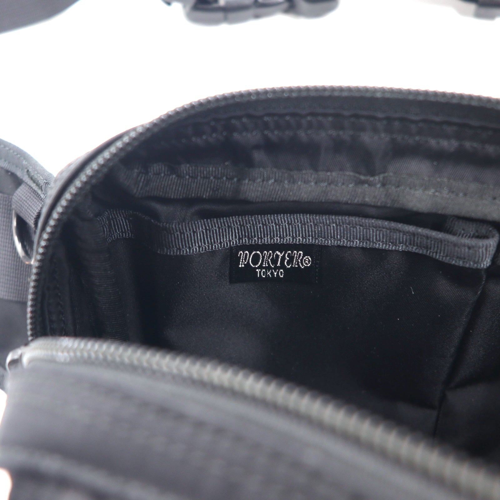 PORTER Waist Bag Body Bag Black Nylon Diamond Pattern Made in Japan