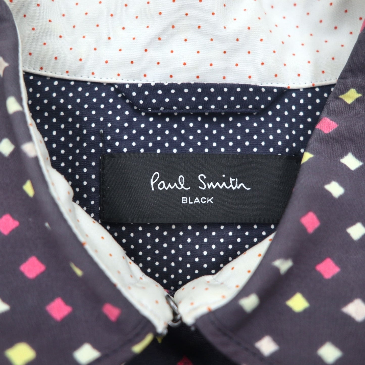 Paul Smith BLACK Rubberized Trench Coat L Navy All-over Dot Pattern Double Breasted Belted Waterproof