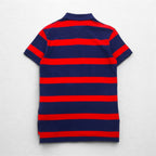 POLO RALPH LAUREN Striped Polo Shirt S Navy Red Pique CUSTOM FIT Small Pony Embroidery
