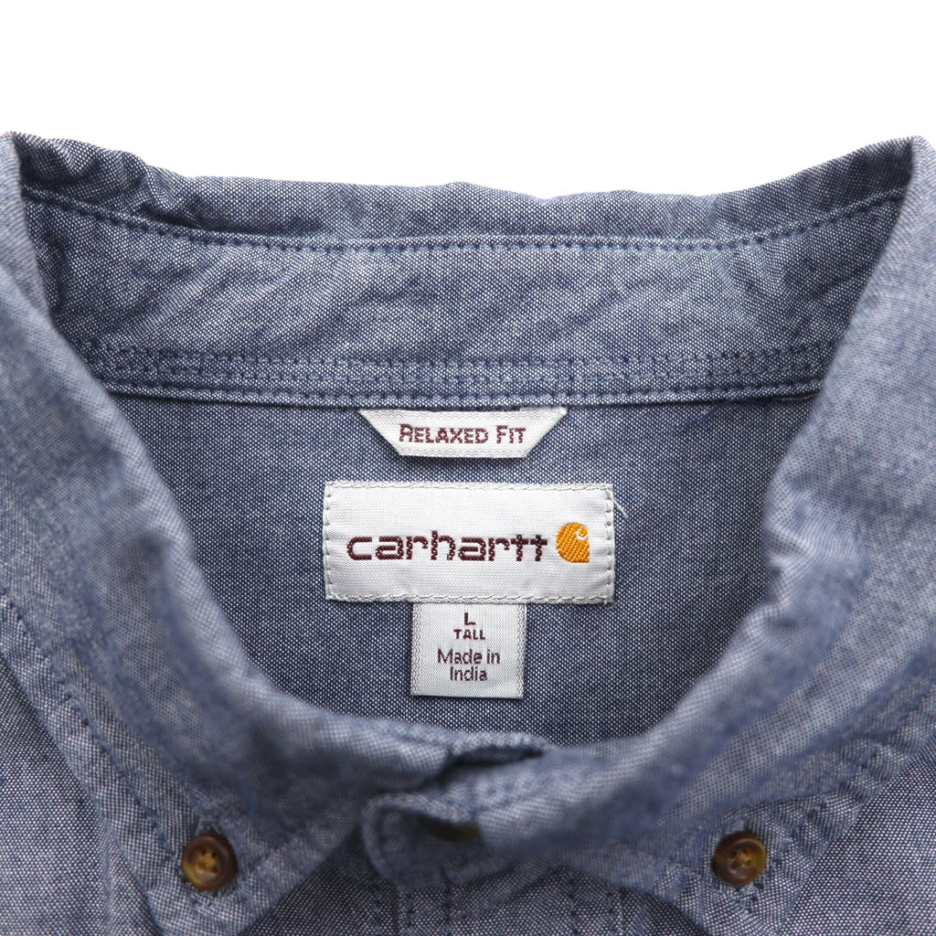 carhartt ボタンダウン シャンブレー ワークシャツ L ブルー FORT L/S CHAMBRAY SHIRT ダブル ポケット S202 RELAXED FIT