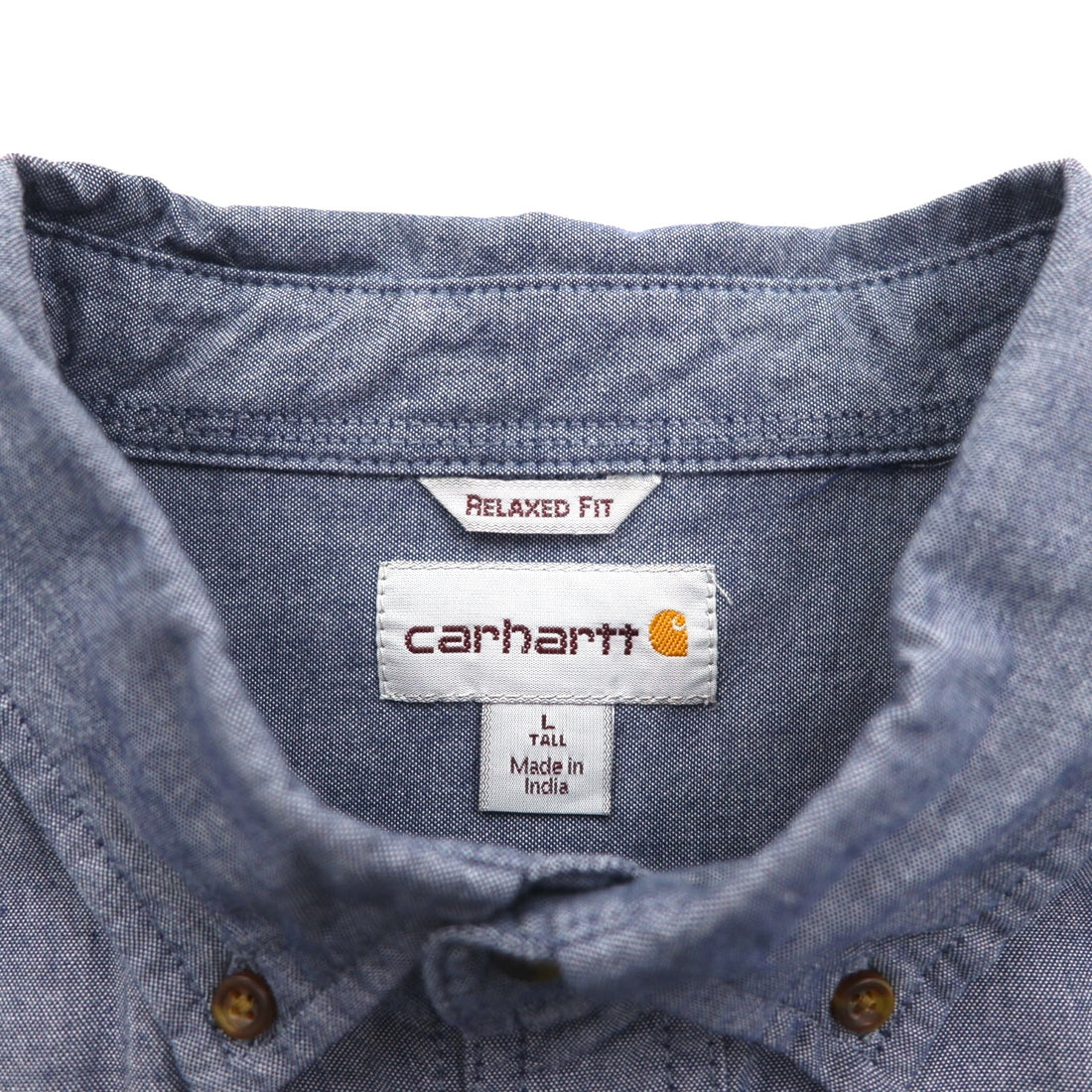 carhartt ボタンダウン シャンブレー ワークシャツ L ブルー FORT L/S CHAMBRAY SHIRT ダブル ポケット S202 RELAXED FIT