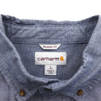 carhartt ボタンダウン シャンブレー ワークシャツ L ブルー FORT L/S CHAMBRAY SHIRT ダブル ポケット S202 RELAXED FIT