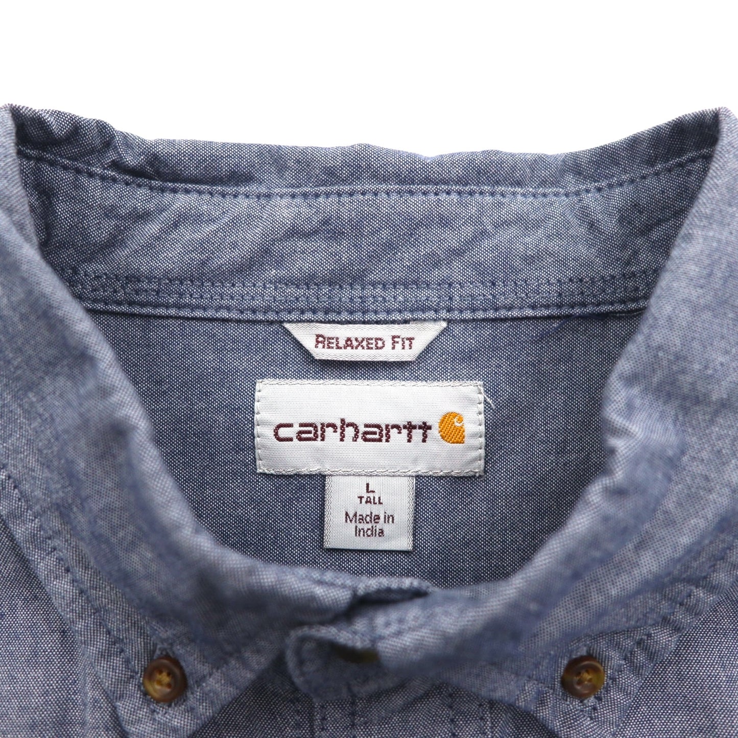 carhartt ボタンダウン シャンブレー ワークシャツ L ブルー FORT L/S CHAMBRAY SHIRT ダブル ポケット S202 RELAXED FIT