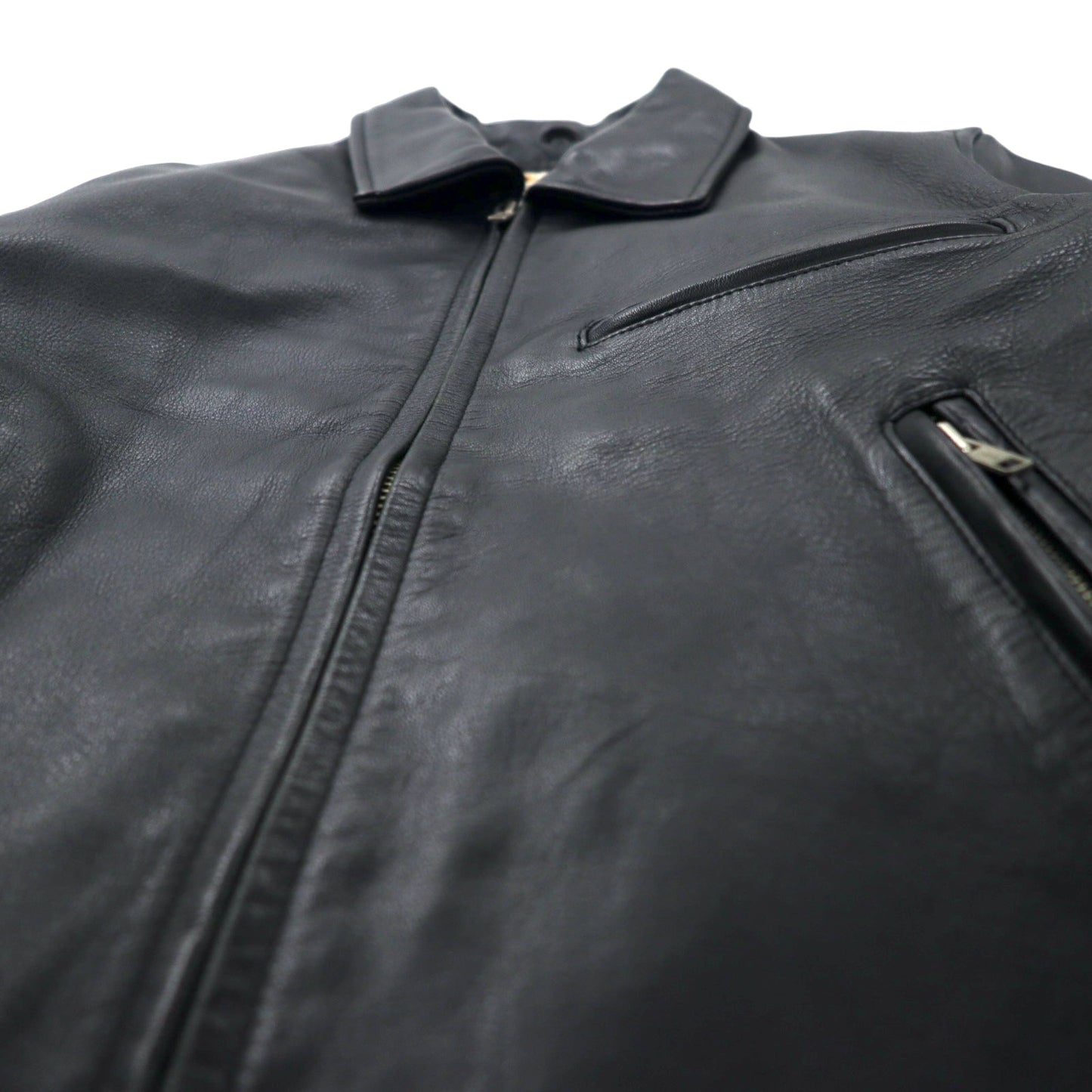 Geleone Single Riders Jacket Leather Jacket M Black Cowhide