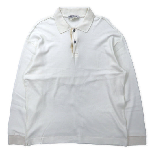 日本然リトテ-古着オンライン-Salvatore Ferragamo オールド 長袖ポロシャツ L ホワイト コットン イタリア製-Salvatore Ferragamo Vintage Long Sleeve Polo Shirt L White Cotton Italian Made