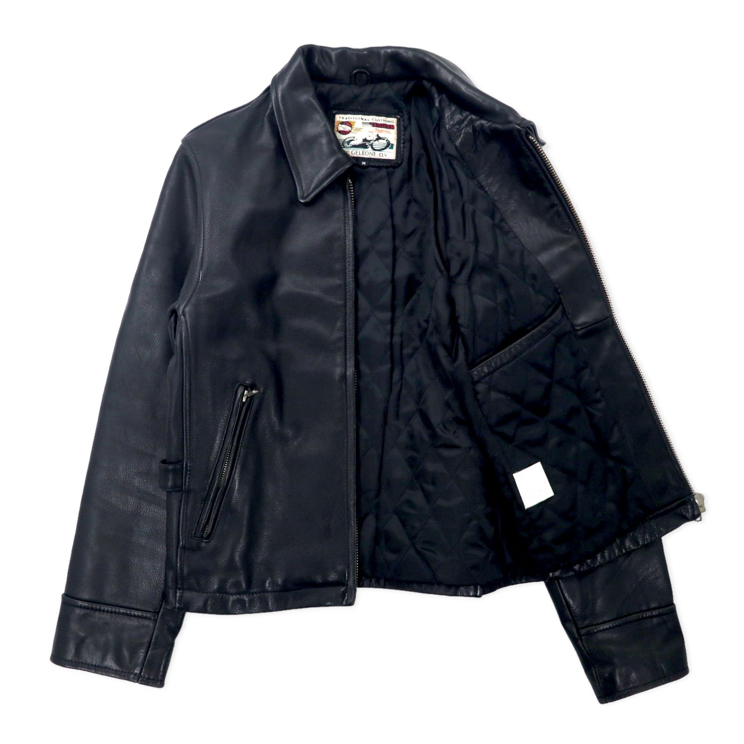 Geleone Single Riders Jacket Leather Jacket M Black Cowhide Quilted Liner –  日本然リトテ