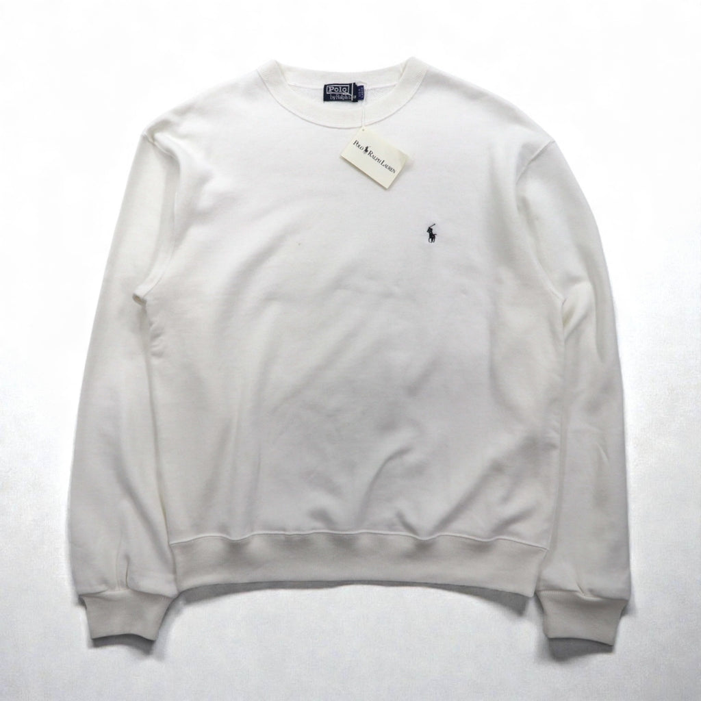 Polo Ralph Lauren 90s Made in USA Sweatshirt L White Small Pony Embroidery Deadstock Unused