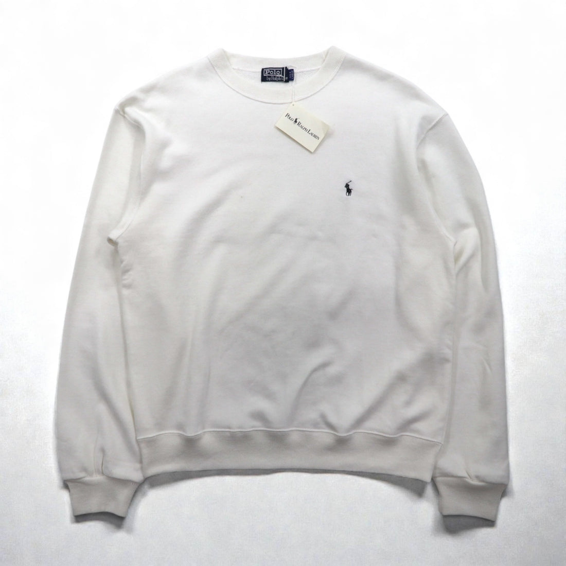 Polo Ralph Lauren 90s Made in USA Sweatshirt L White Small Pony Embroidery Deadstock Unused