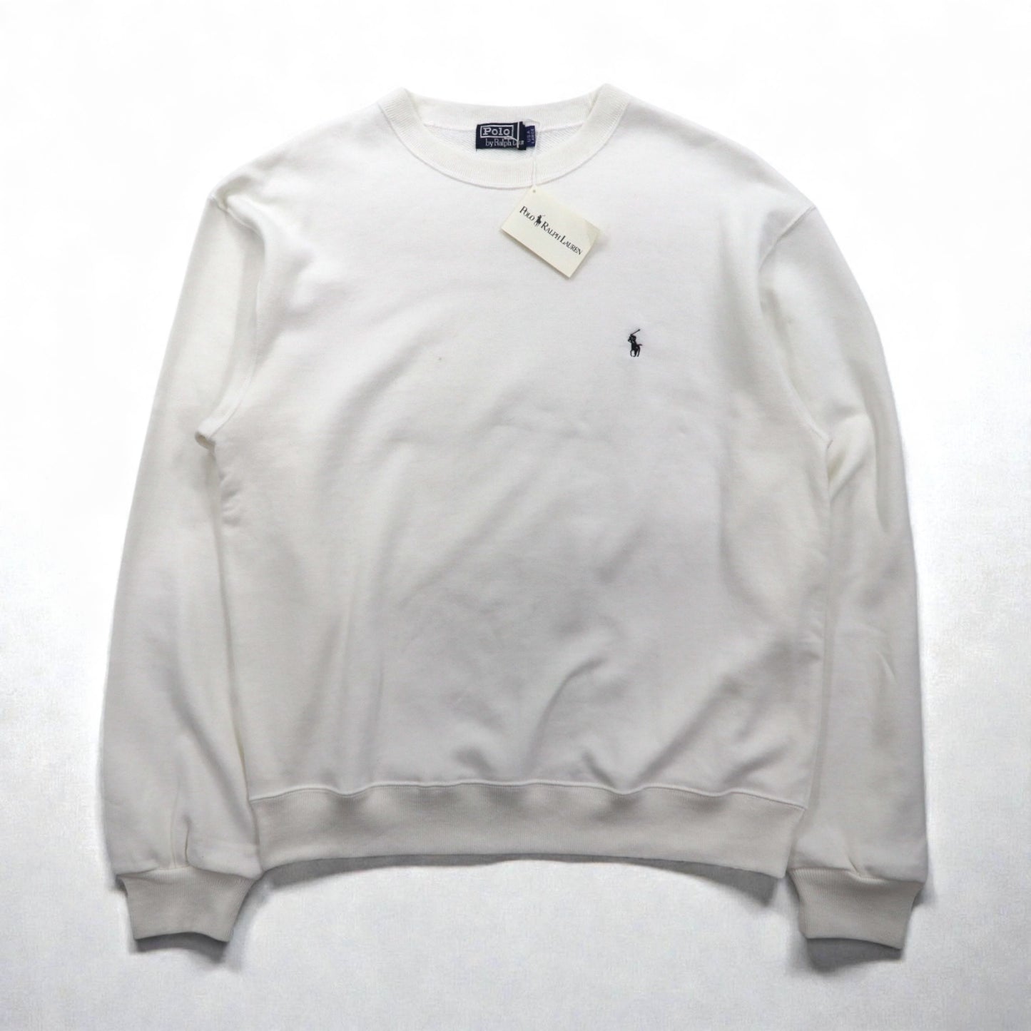 Polo Ralph Lauren 90年代 USA製 スウェット トレーナー L ホワイト スモールポニー刺繡 デッドストック 未使用品
