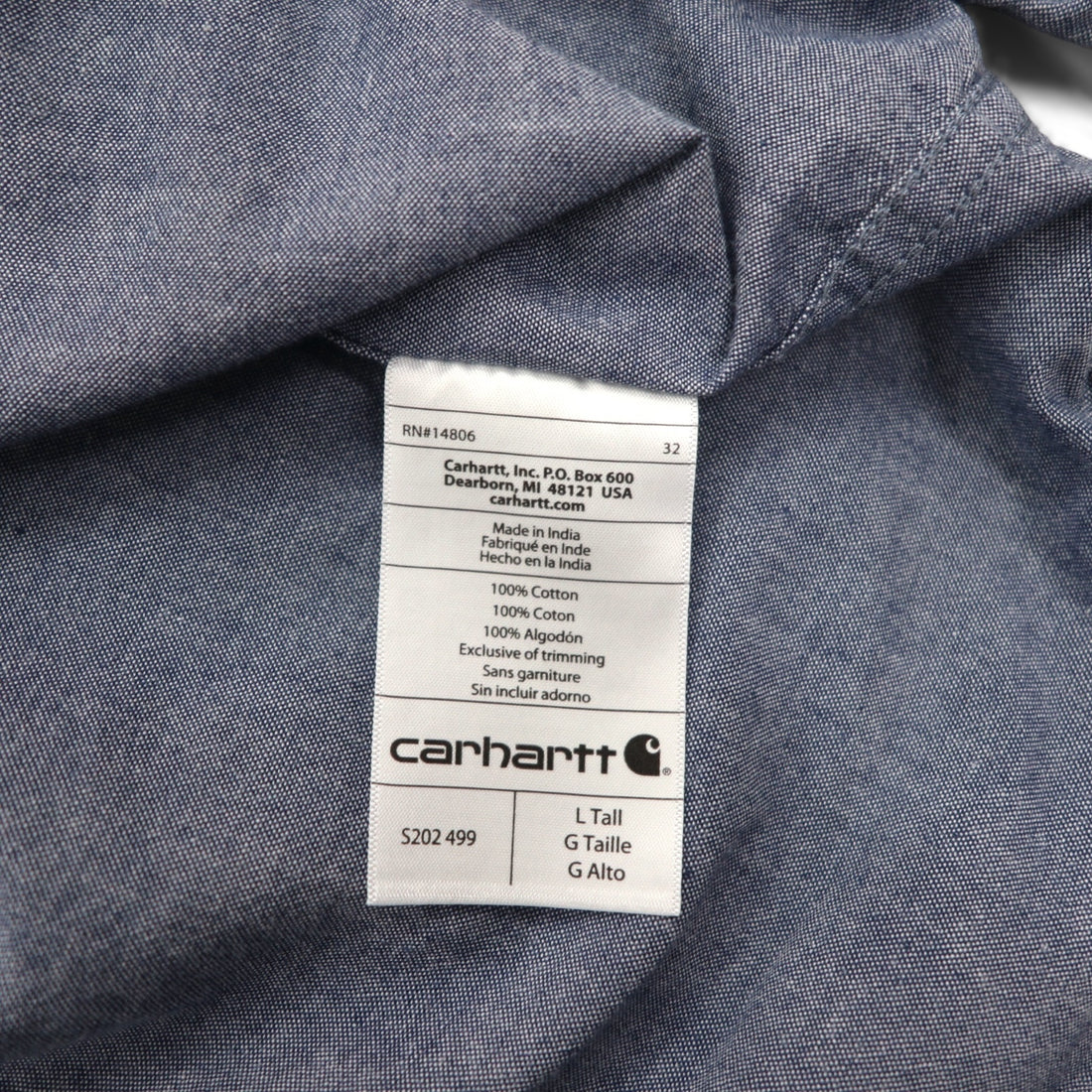 carhartt ボタンダウン シャンブレー ワークシャツ L ブルー FORT L/S CHAMBRAY SHIRT ダブル ポケット S202 RELAXED FIT