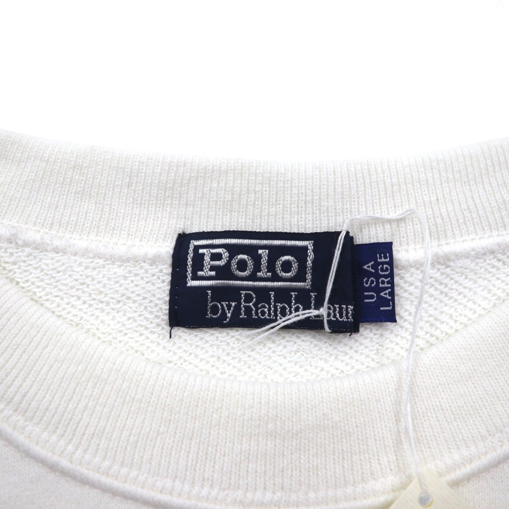 Polo Ralph Lauren 90s Made in USA Sweatshirt L White Small Pony Embroidery Deadstock Unused