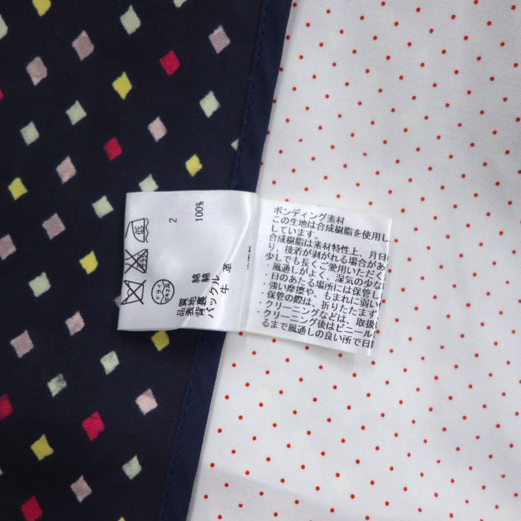 Paul Smith BLACK Rubberized Trench Coat L Navy All-over Dot Pattern Double Breasted Belted Waterproof