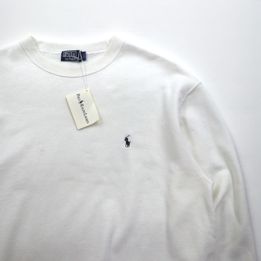 Polo Ralph Lauren 90s Made in USA Sweatshirt L White Small Pony Embroidery Deadstock Unused