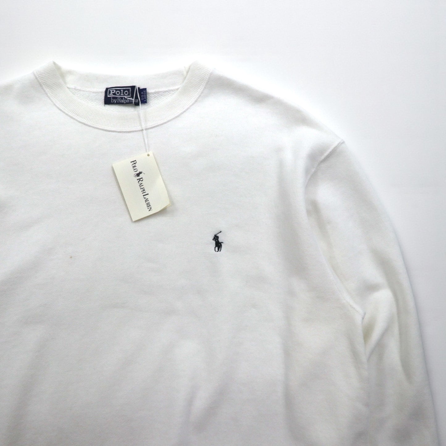 Polo Ralph Lauren 90年代 USA製 スウェット トレーナー L ホワイト スモールポニー刺繡 デッドストック 未使用品