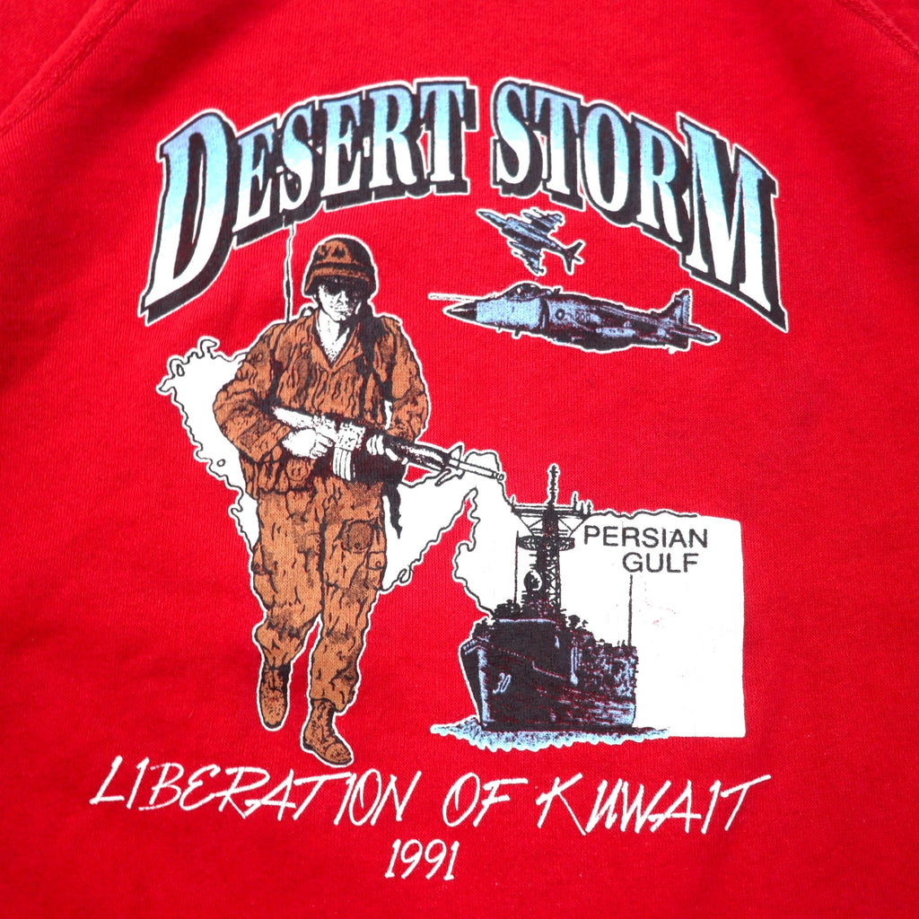 ARTEX USA Made 90s Printed Sweatshirt XL Red Cotton Fleece Lined DESERT STORM