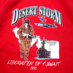 ARTEX USA Made 90s Printed Sweatshirt XL Red Cotton Fleece Lined DESERT STORM