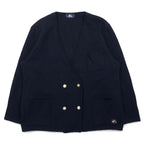 日本然リトテ-古着オンライン-SAINT JAMES フランス製 90年代 ダブル ニット ジャケット カーディガン L ブラック ウール MARINE WEAR 飾りボタン-SAINT JAMES France Made 90's Double Knit Jacket Cardigan L Black Wool MARINE WEAR Decorative Button