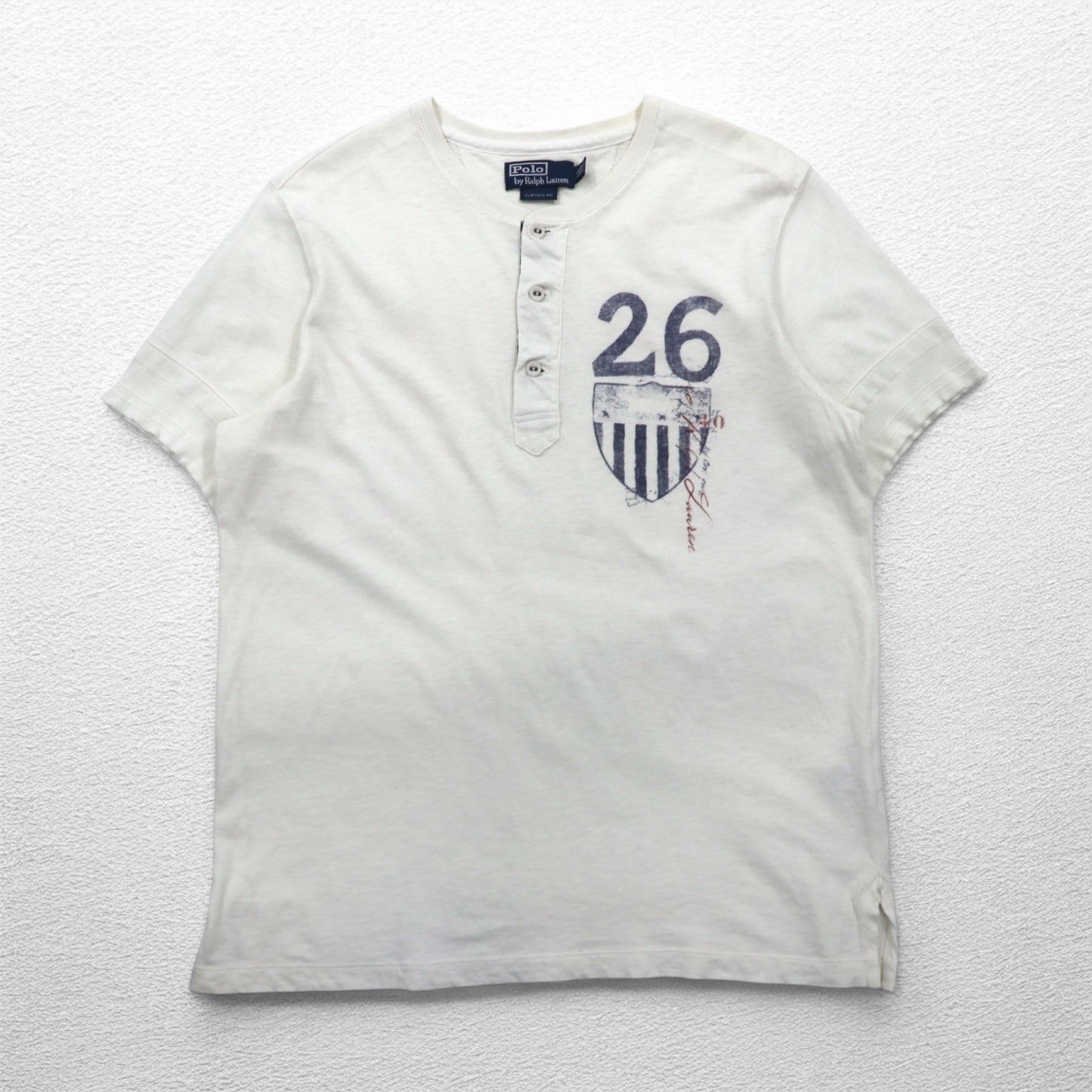 Polo by Ralph Lauren Henley T-shirt, XL, White, Infused Print, Numbering, CUSTOM FIT