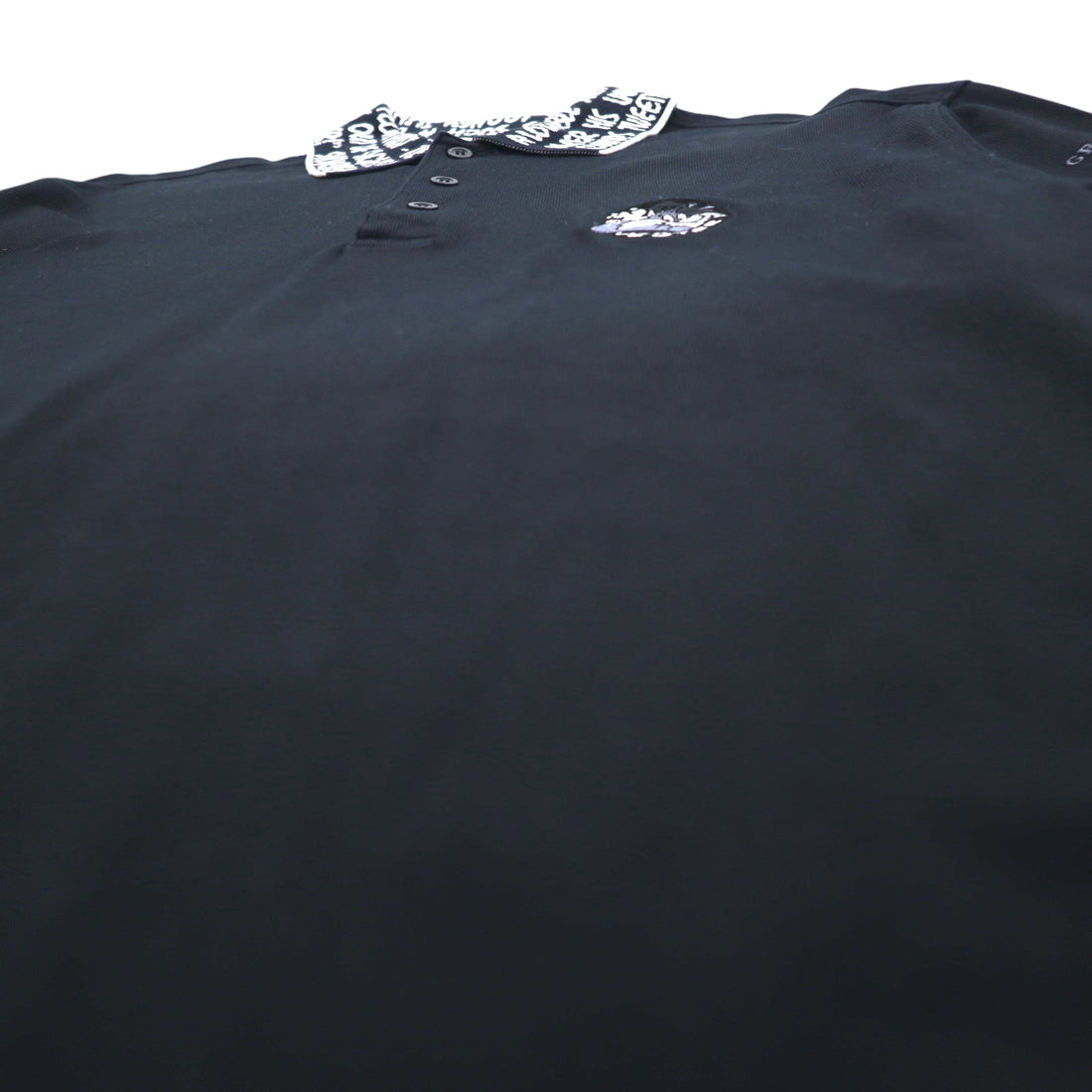 GREEN CLUBS x Warner Bros 90s Long Sleeve Polo Shirt XL Black Pique Looney Tunes Sylvester Cat Made in Japan