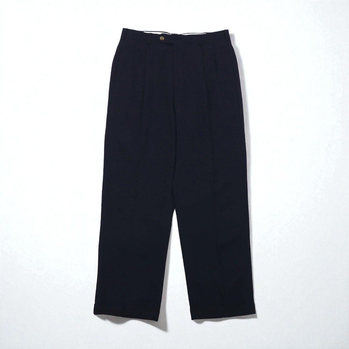 TOMMY HILFIGER 90s 2-pleat wide-leg slacks, size L, navy wool gabardine