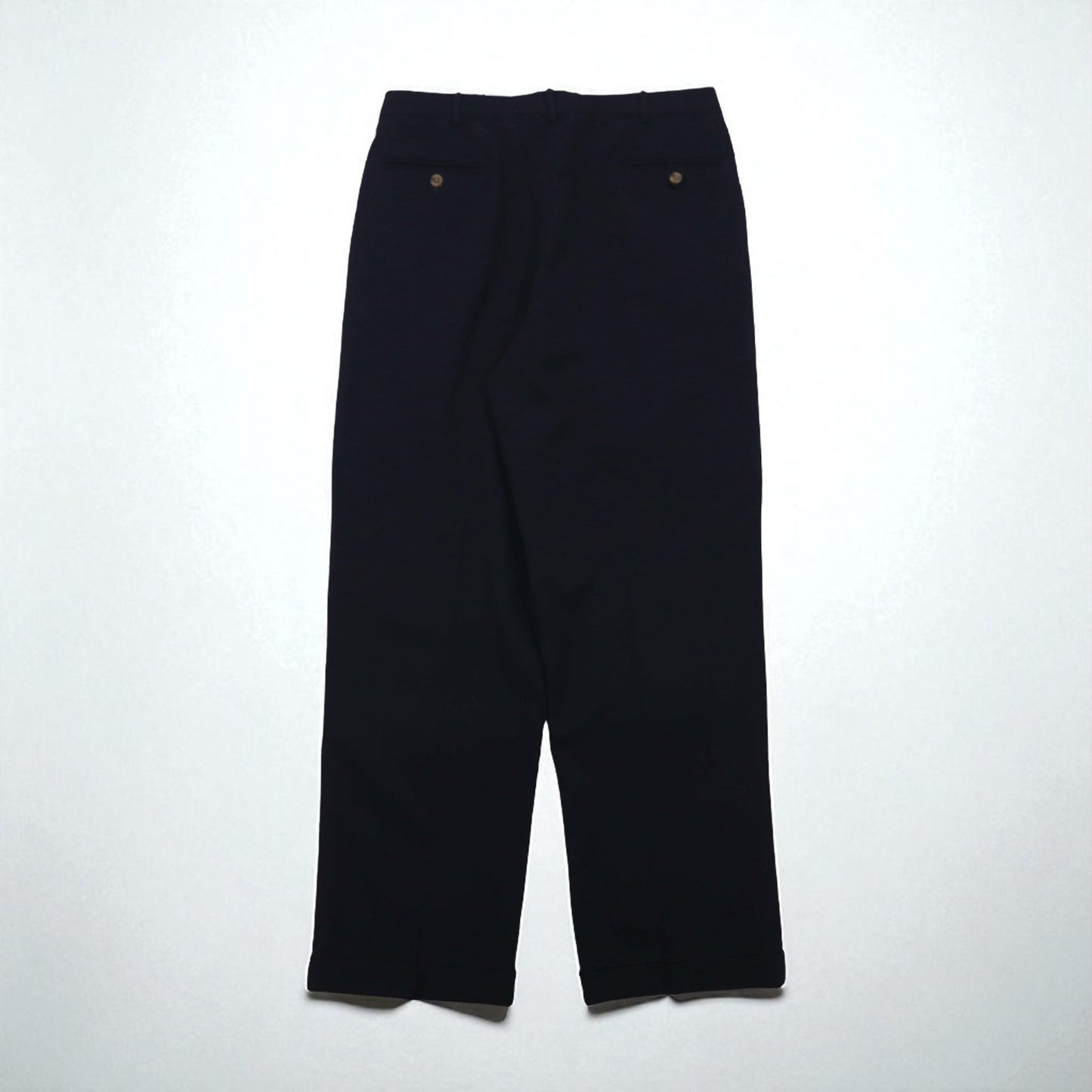 TOMMY HILFIGER 90s 2-pleat wide-leg slacks, size L, navy wool gabardine