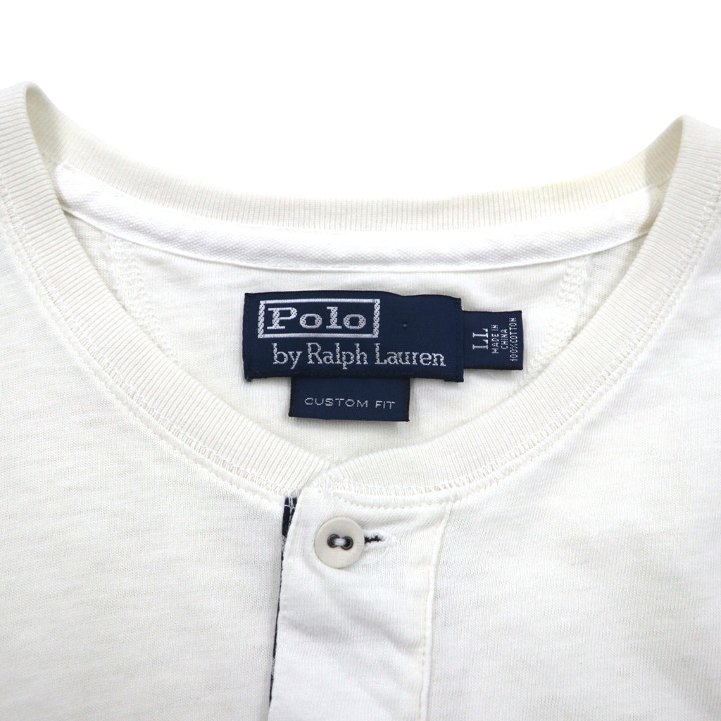 Polo by Ralph Lauren ヘンリーネック Tシャツ XL ホワイト 染み込みプリント ナンバリング CUSTOM FIT