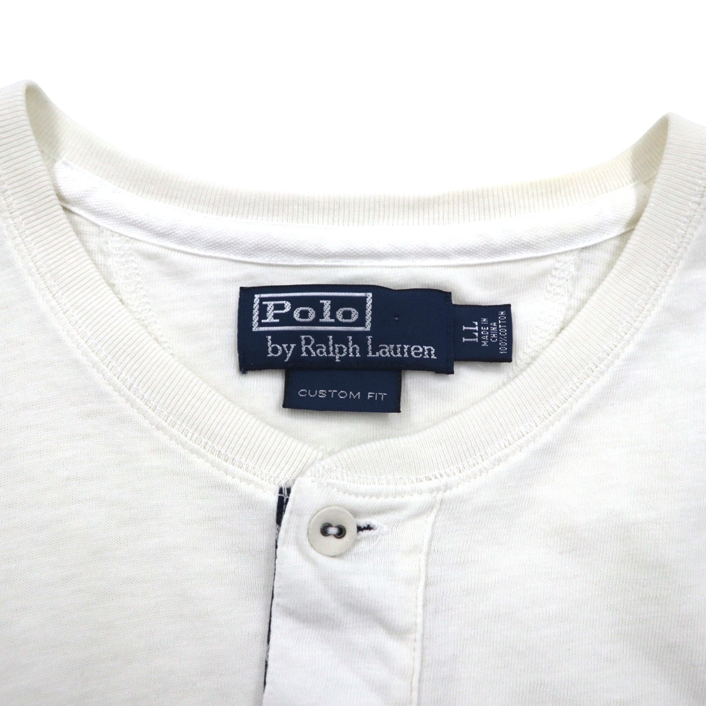 Polo by Ralph Lauren Henley T-shirt, XL, White, Infused Print, Numbering, CUSTOM FIT