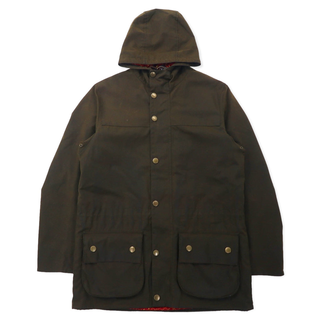 日本然リトテ-古着オンライン-Barbour × ID URBAN RESEARCH × LOWPRO イギリス製 オイルドジャケット フーディー 36 ブラウン コットン ドローコード SLIM FIT DURHAM ダーハム 1102007-BARBOUR × ID Urban Research × LOWPRO UK MADE Oild Jacket Foody 36 Brown Cotton Draw Code Slim Fit Durham Darham 1102007