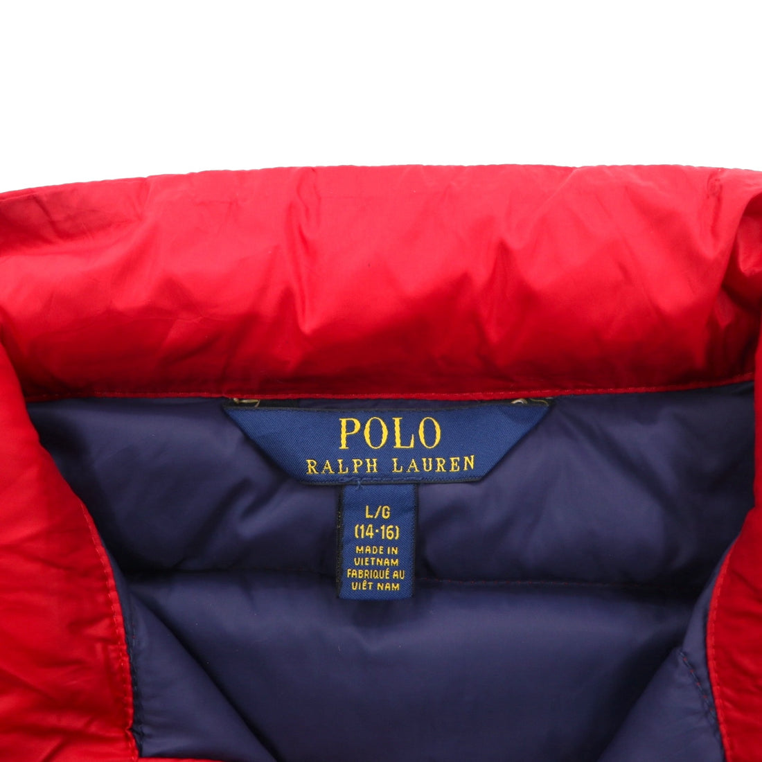 Polo Ralph Lauren Down Jacket L Red Nylon Zip Up Small Pony Embroidery