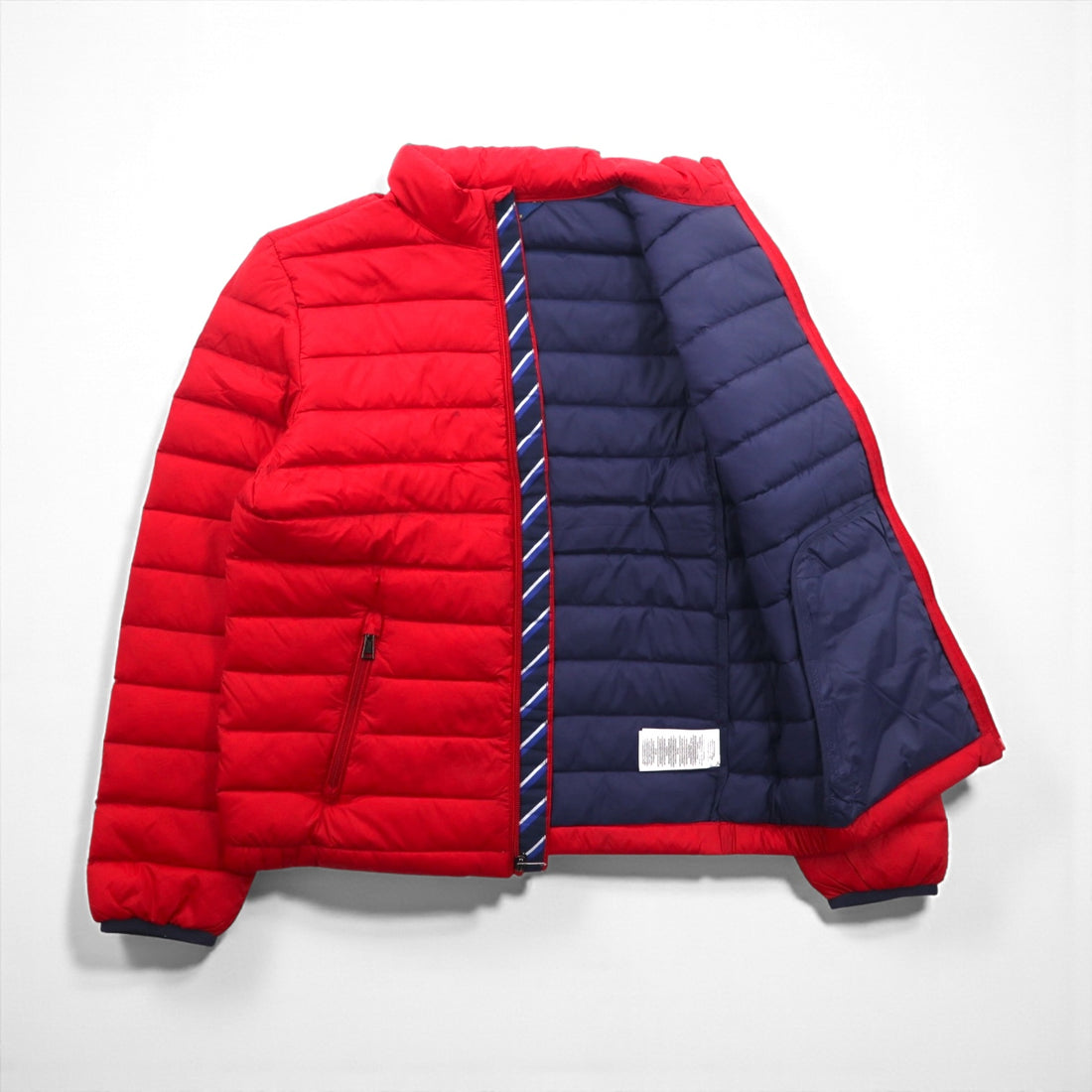 Polo Ralph Lauren Down Jacket L Red Nylon Zip Up Small Pony Embroidery