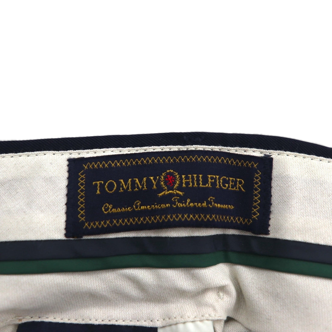 TOMMY HILFIGER 90年代 2タック ワイド スラックスパンツ L ネイビー ウール ギャバジン