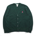 IZOD 90年代 アクリル ニット Vネック カーディガン L グリーン ワンポイントロゴ